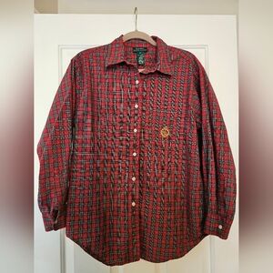 Lauren Ralph Lauren Red and Green Plaid Button Down Shirt